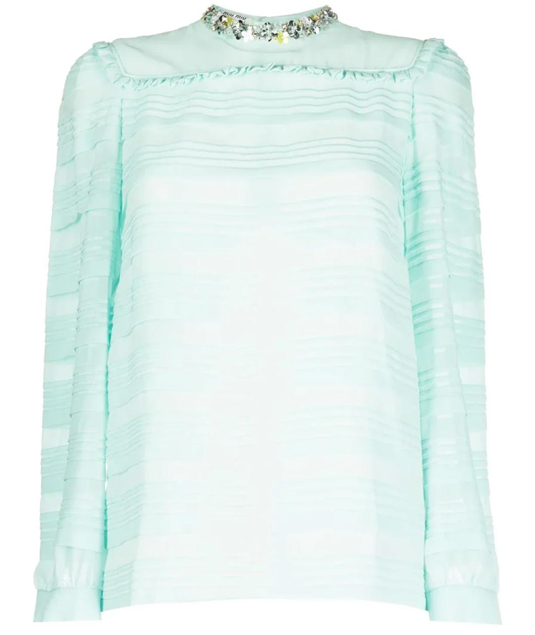 MIU MIU Бирюзовая шелковая блузы, фото 1