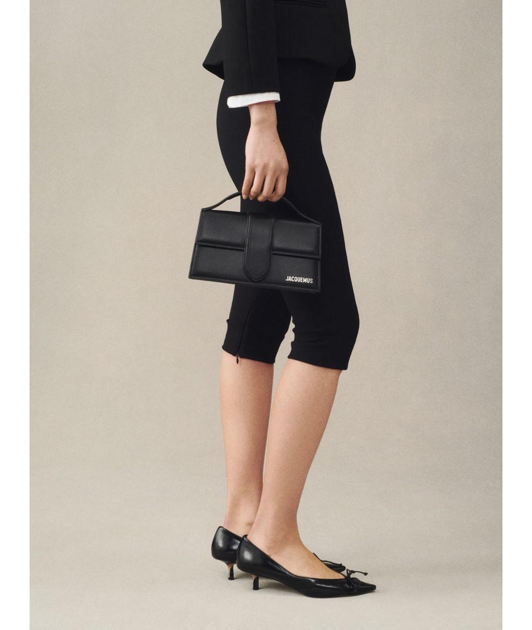 JACQUEMUS Черная кожаная сумка через плечо, фото 2