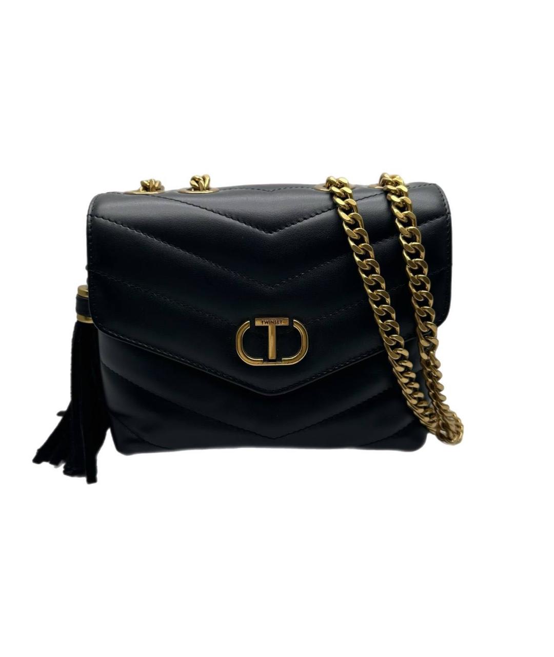 TWIN-SET Черная кожаная сумка через плечо, фото 8