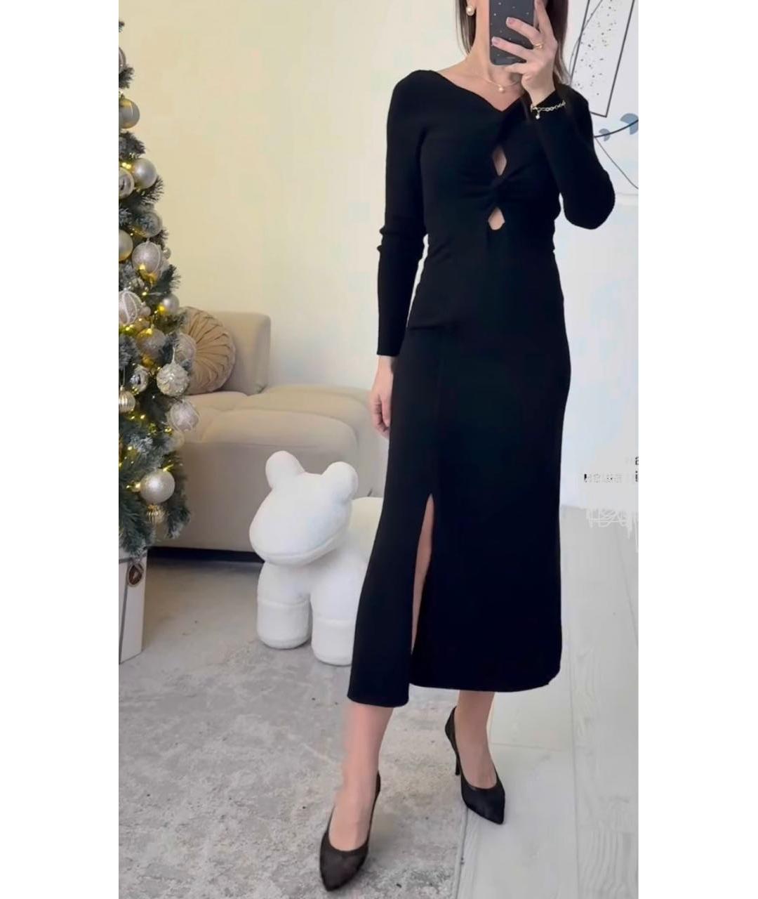 SANDRO Черное шерстяное повседневное платье, фото 8