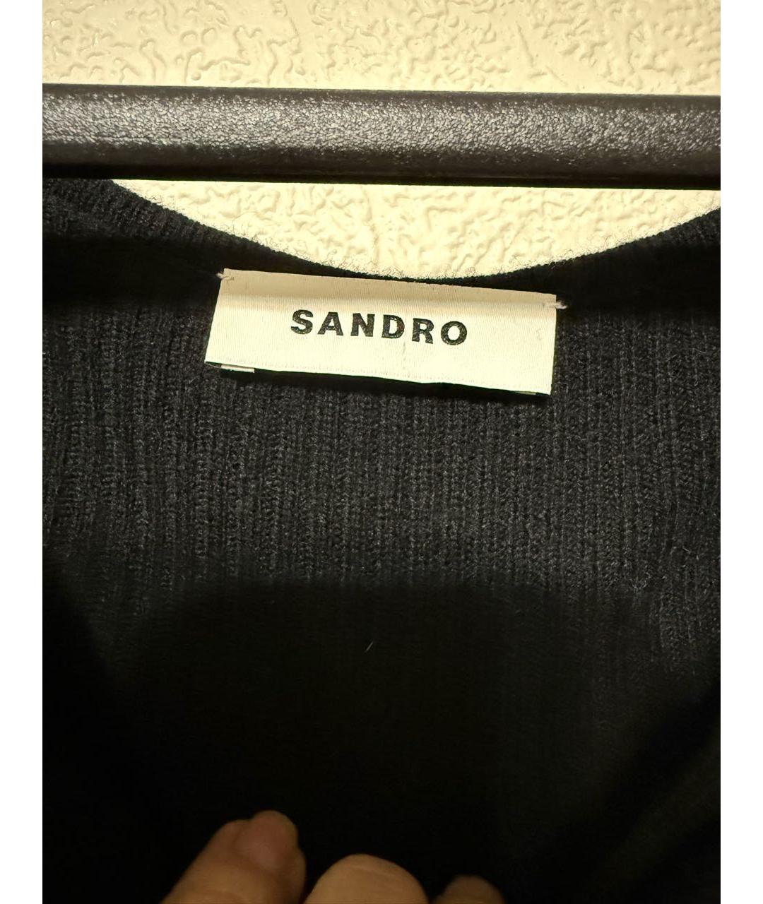 SANDRO Черное шерстяное повседневное платье, фото 2