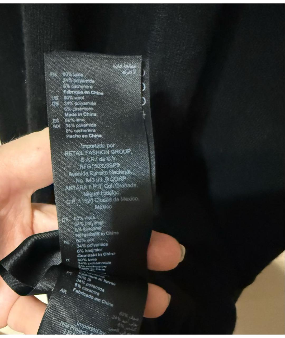 SANDRO Черное шерстяное повседневное платье, фото 4