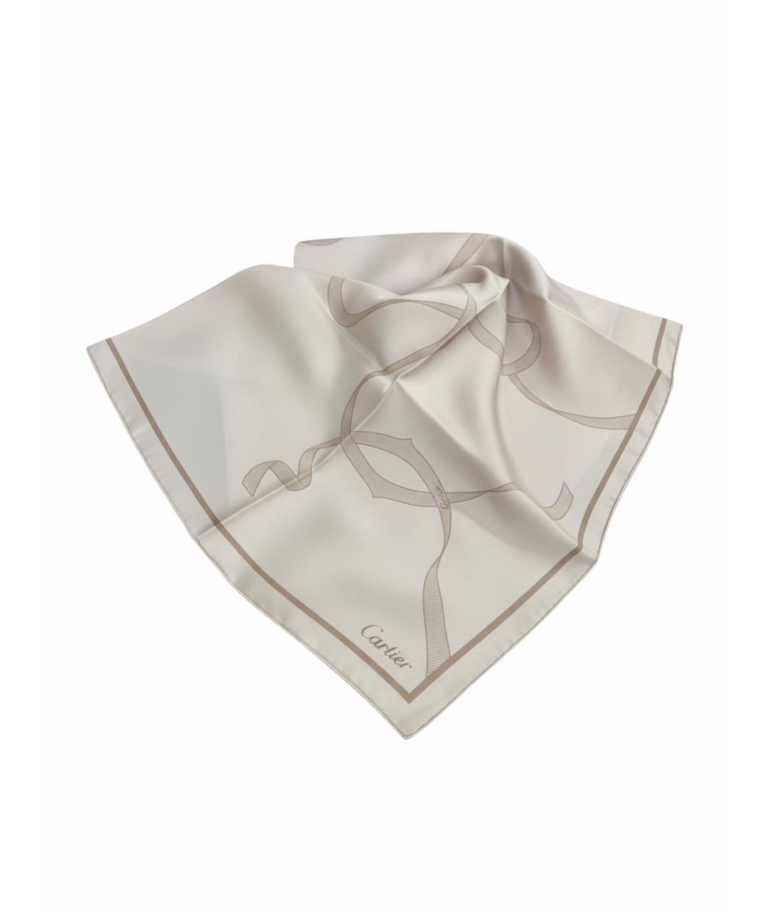 CARTIER Бежевый шелковый платок, фото 1