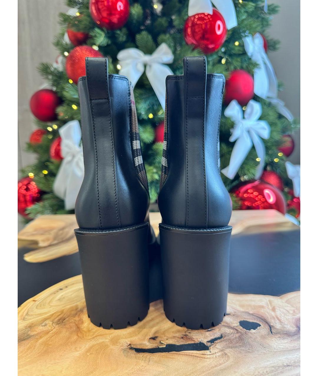 BURBERRY Черные кожаные ботильоны, фото 4