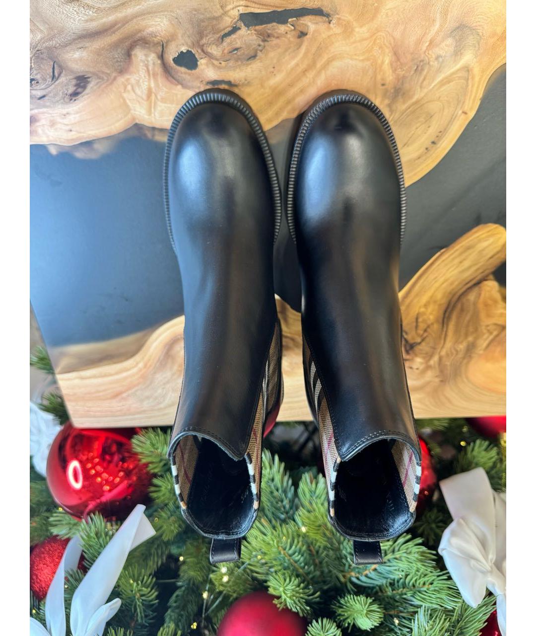 BURBERRY Черные кожаные ботильоны, фото 3