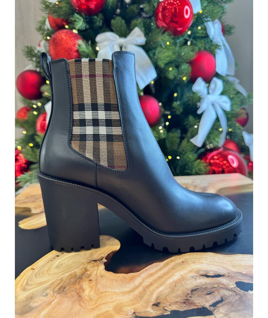 BURBERRY Черные кожаные ботильоны, фото 6