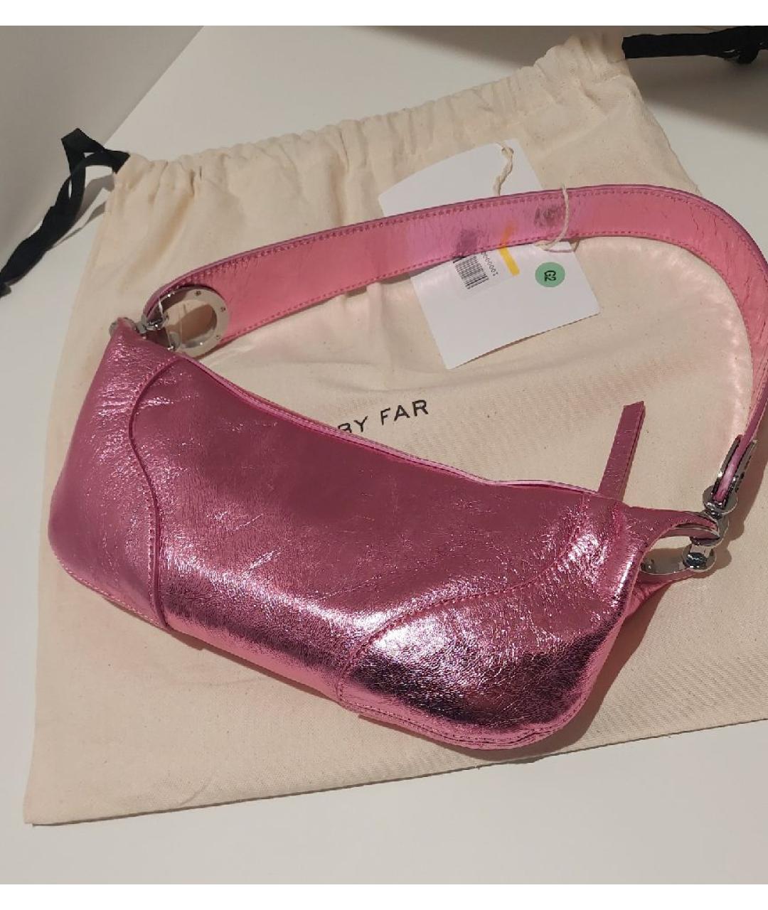 BY FAR Розовая кожаная сумка через плечо, фото 2