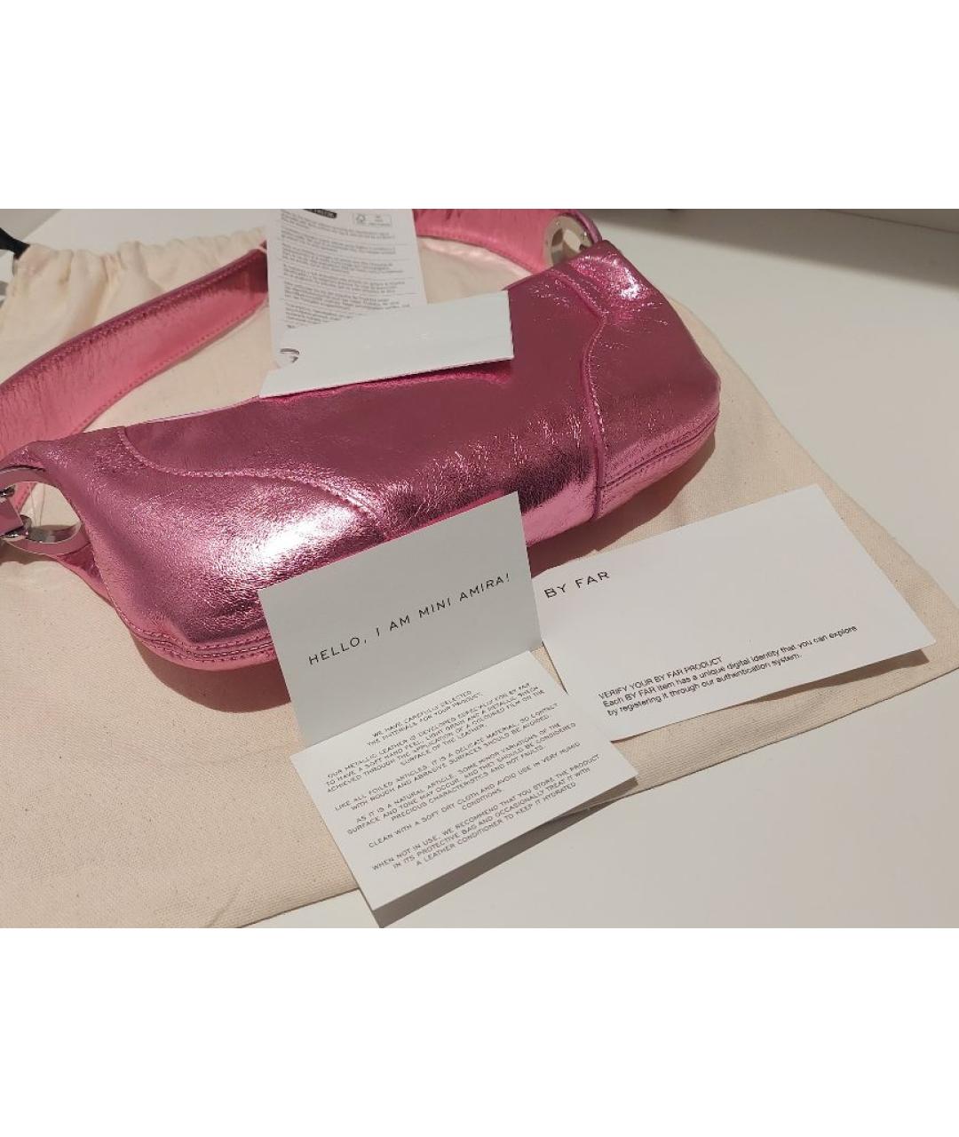 BY FAR Розовая кожаная сумка через плечо, фото 3