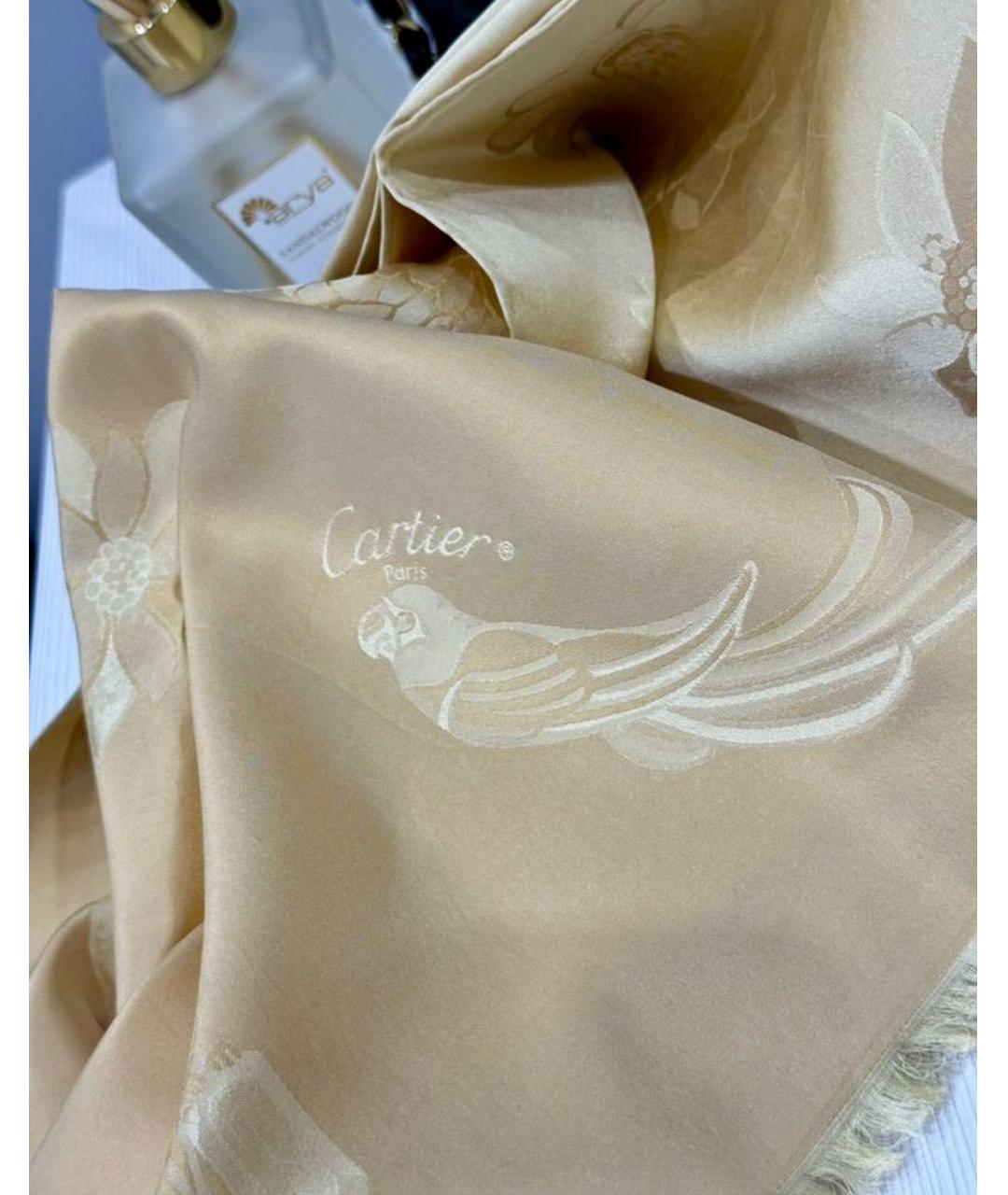 CARTIER Горчичный шелковый платок, фото 5