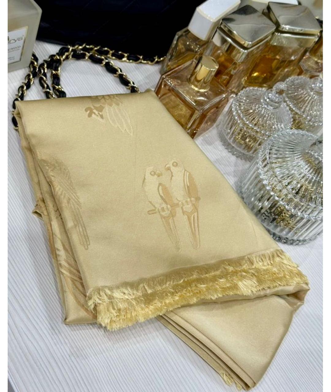 CARTIER Горчичный шелковый платок, фото 2