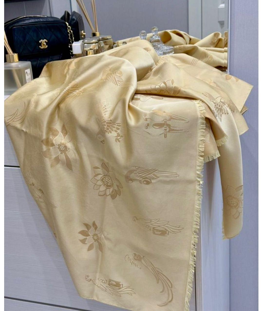 CARTIER Горчичный шелковый платок, фото 6