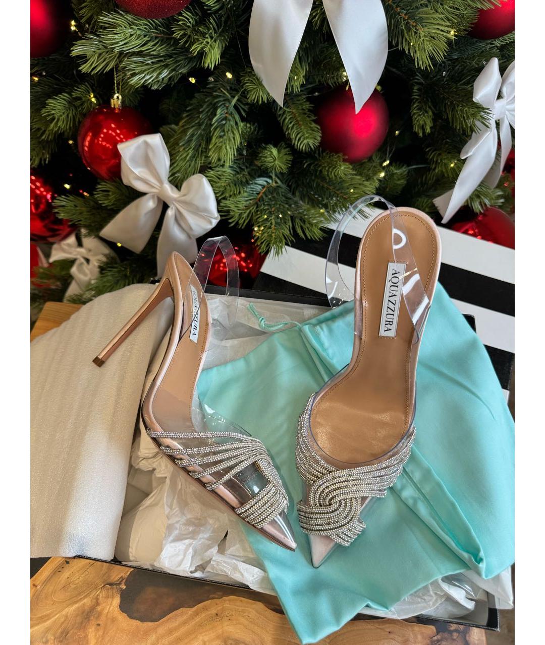 AQUAZZURA Серебряные резиновые туфли, фото 5