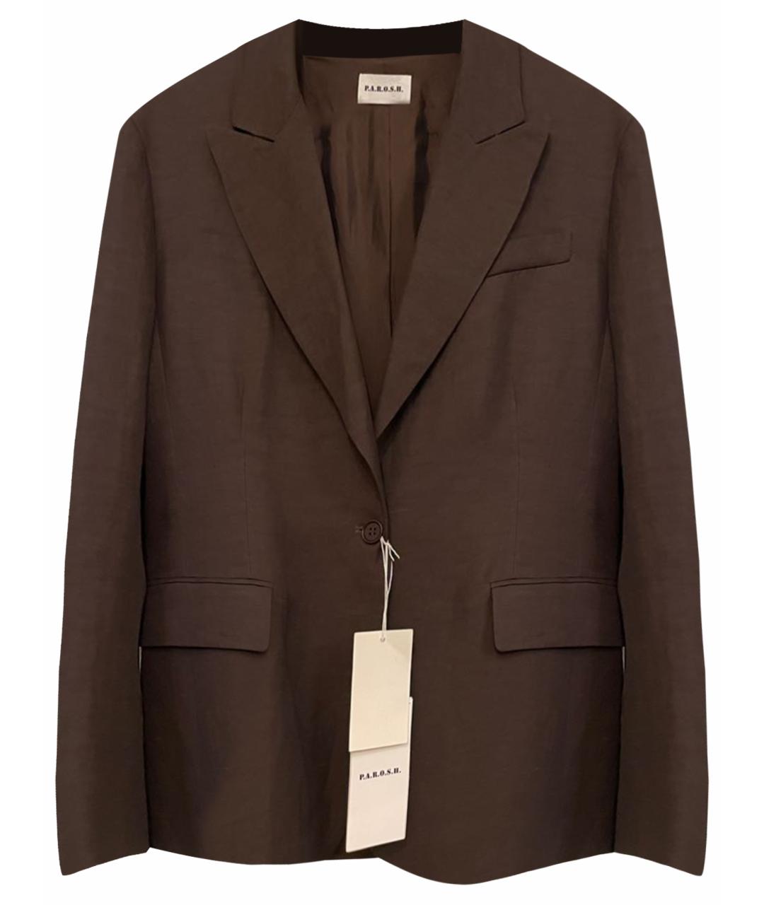 P.A.R.O.S.H. Коричневый вискозный жакет/пиджак, фото 1