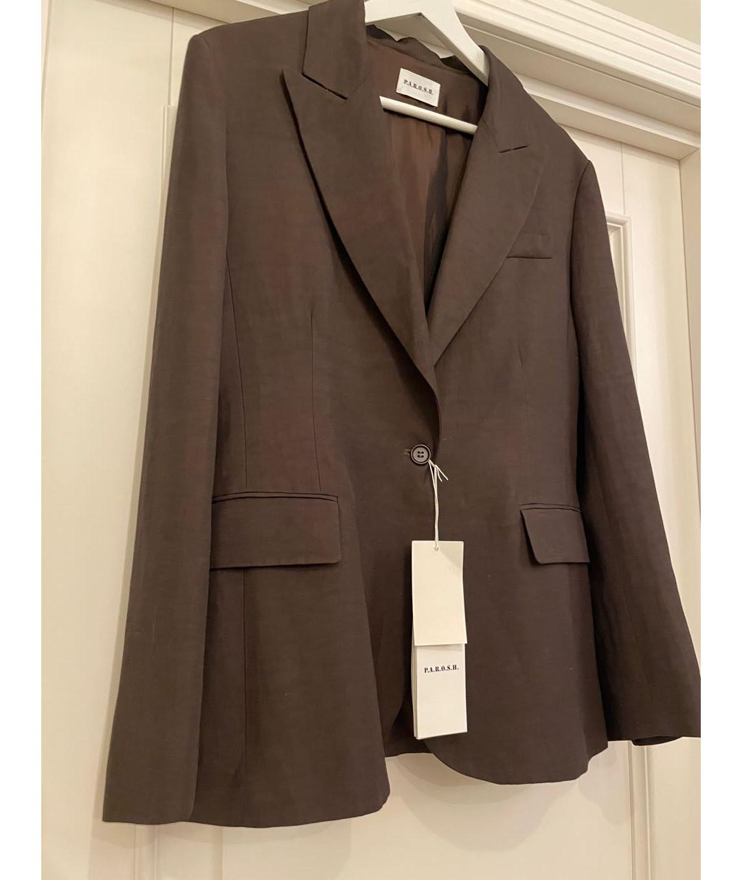 P.A.R.O.S.H. Коричневый вискозный жакет/пиджак, фото 7