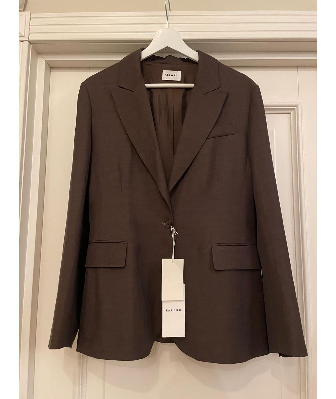 P.A.R.O.S.H. Коричневый вискозный жакет/пиджак, фото 8