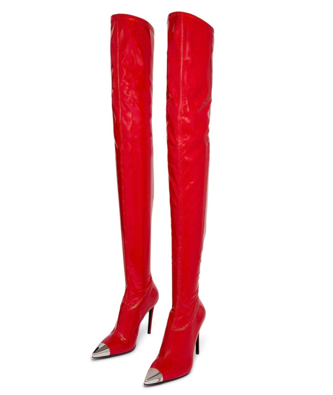 DAVID KOMA Красные ботфорты из лакированной кожи, фото 2