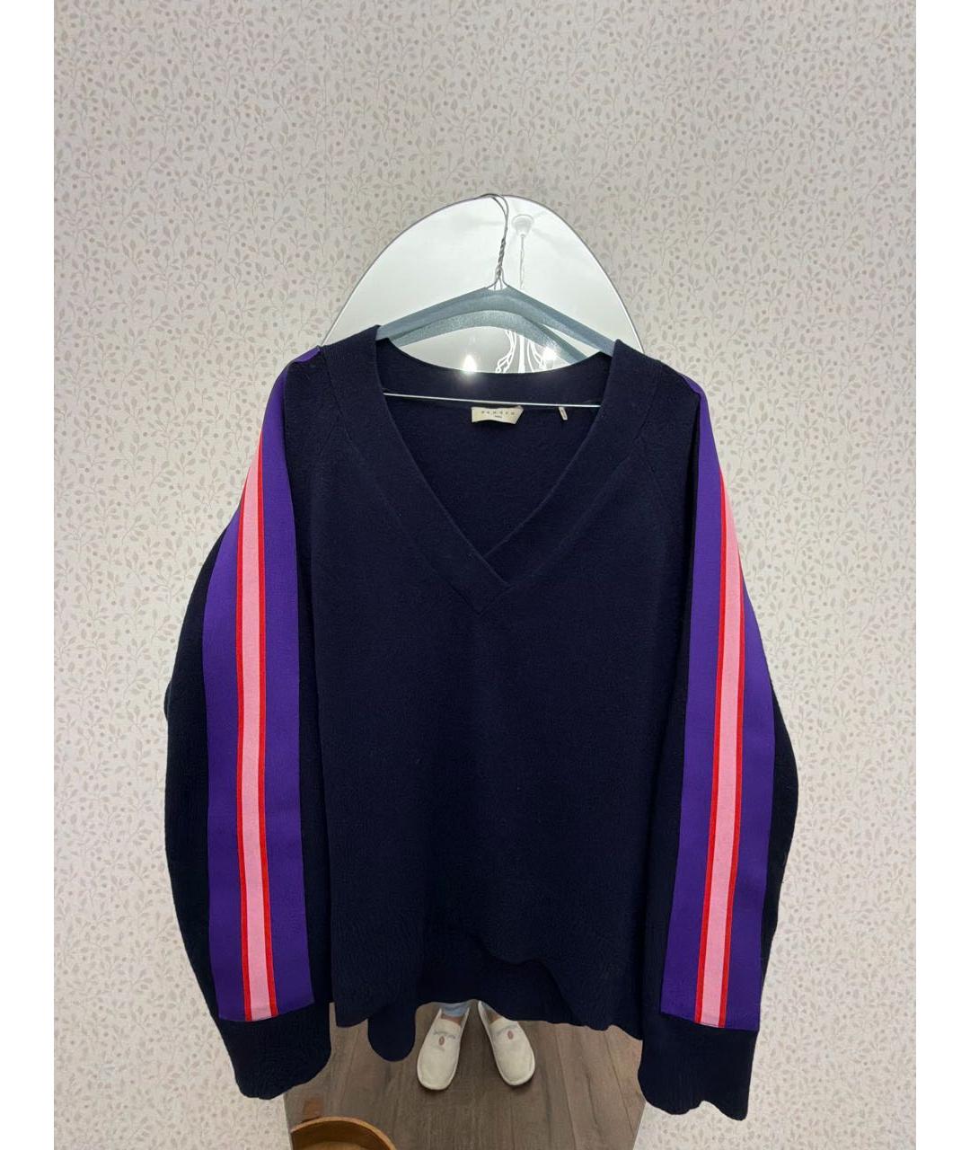 SANDRO Темно-синий полиэстеровый джемпер / свитер, фото 5