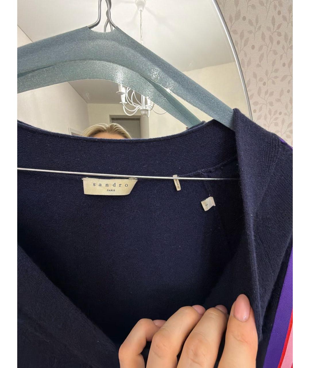 SANDRO Темно-синий полиэстеровый джемпер / свитер, фото 3