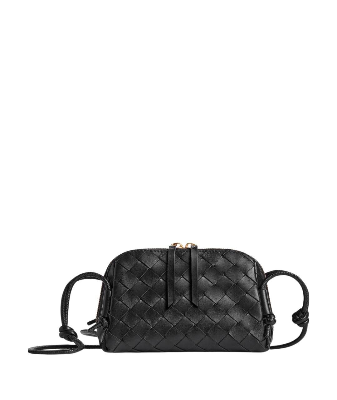 BOTTEGA VENETA Черная кожаная сумка через плечо, фото 1