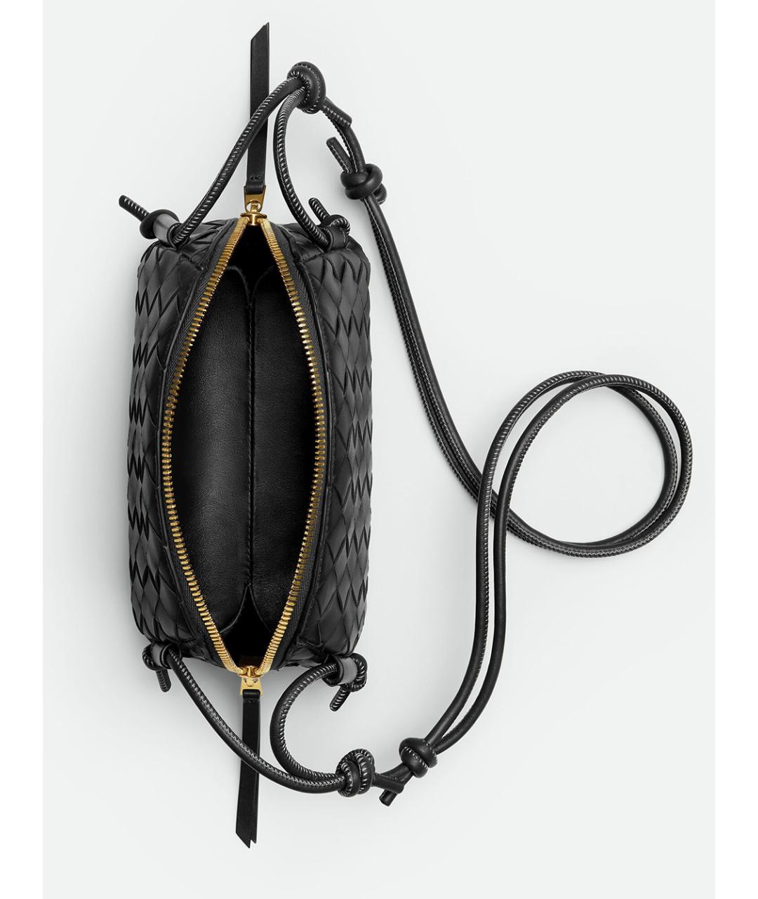 BOTTEGA VENETA Черная кожаная сумка через плечо, фото 3