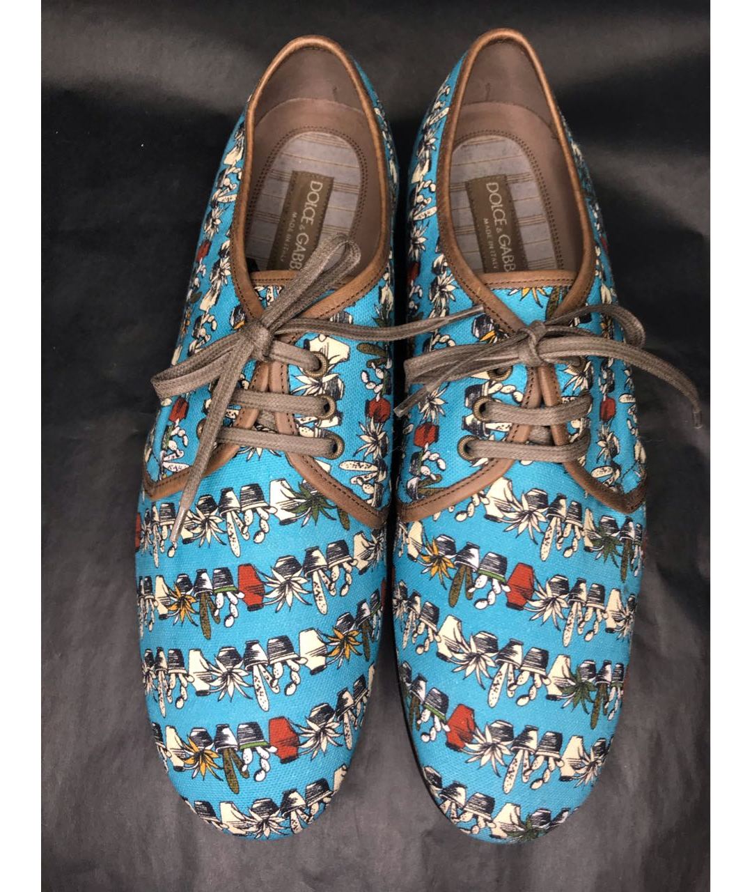 DOLCE&GABBANA Бирюзовые текстильные низкие ботинки, фото 3