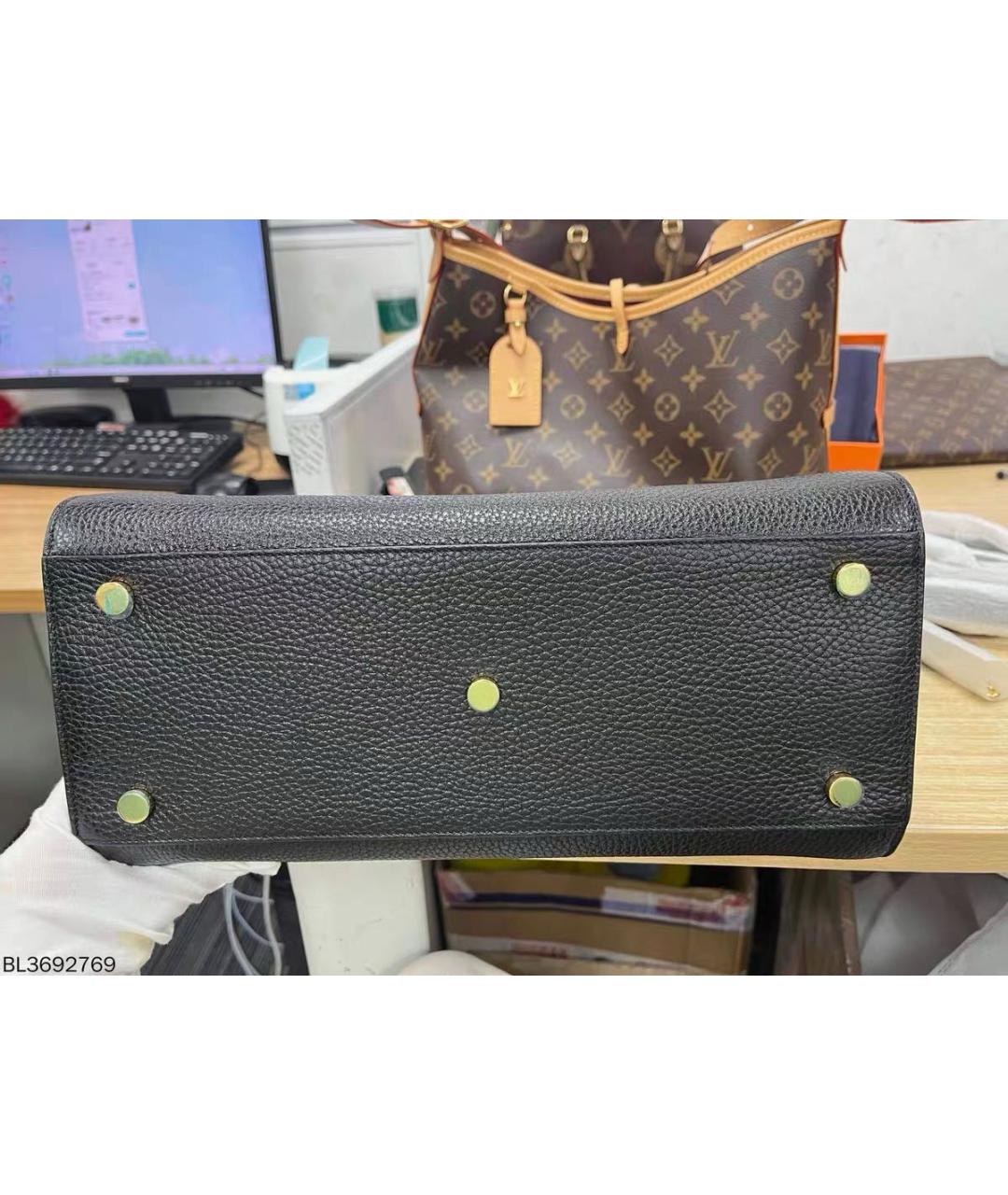 SAINT LAURENT Черная кожаная сумка с короткими ручками, фото 8