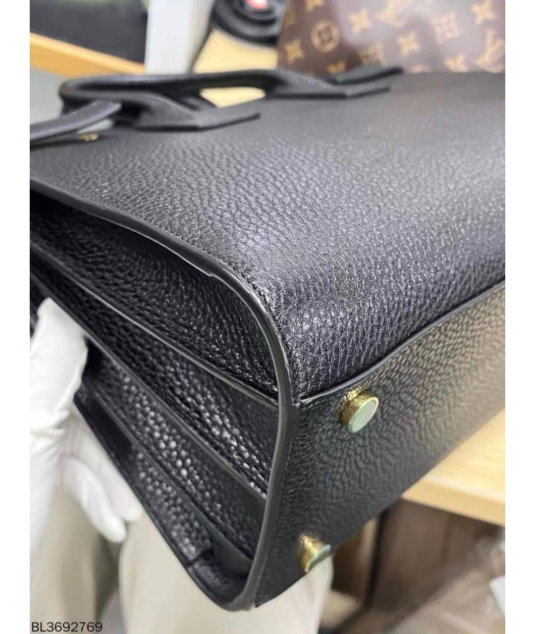 SAINT LAURENT Черная кожаная сумка с короткими ручками, фото 6