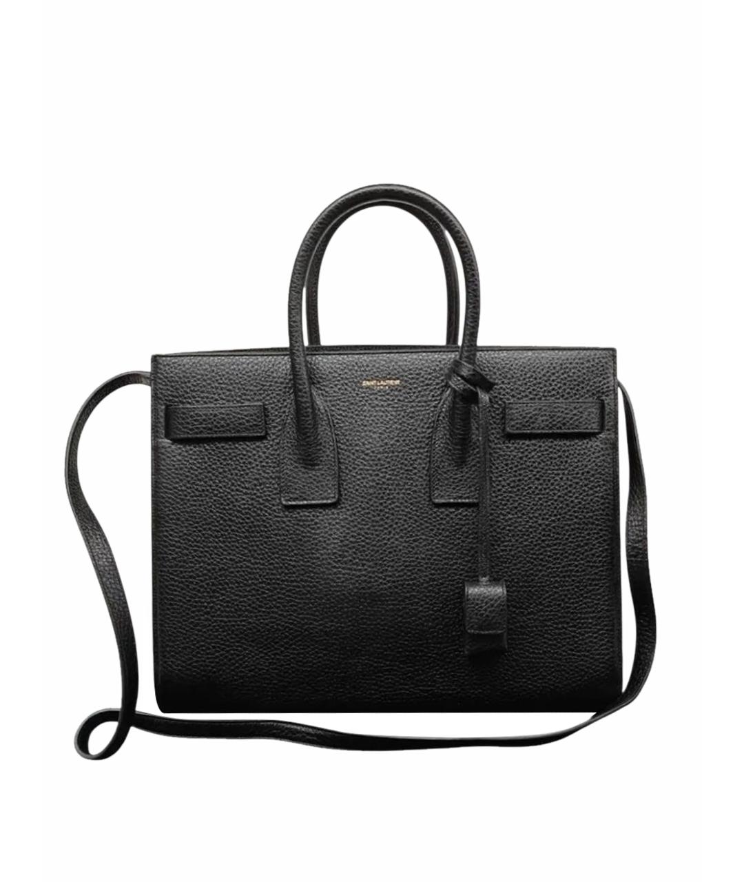 SAINT LAURENT Черная кожаная сумка с короткими ручками, фото 1