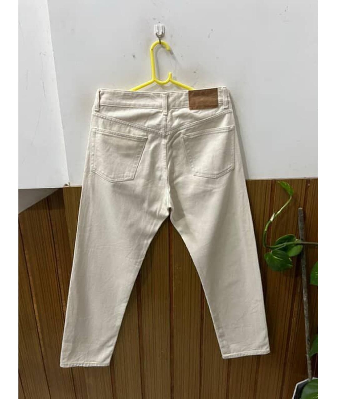 MAHARISHI Белые хлопковые прямые джинсы, фото 4