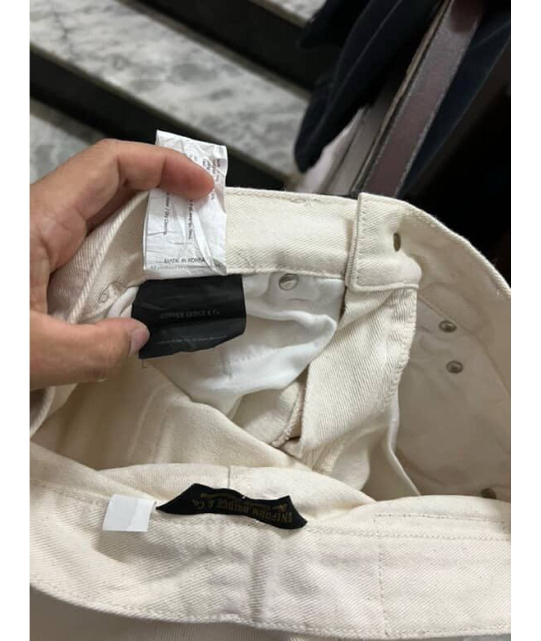 MAHARISHI Белые хлопковые прямые джинсы, фото 7