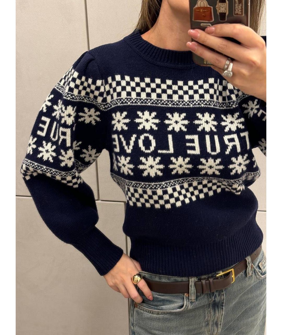 SANDRO Темно-синий шерстяной джемпер / свитер, фото 2