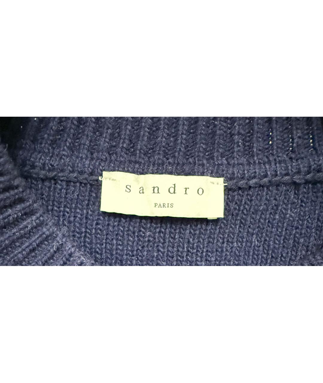 SANDRO Темно-синий шерстяной джемпер / свитер, фото 2