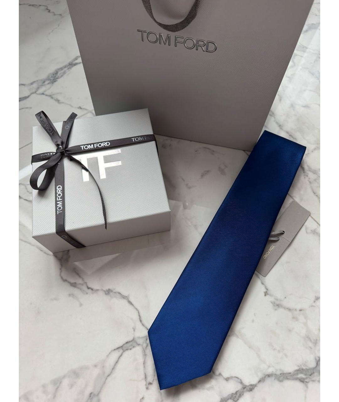 TOM FORD Синий шелковый галстук, фото 8