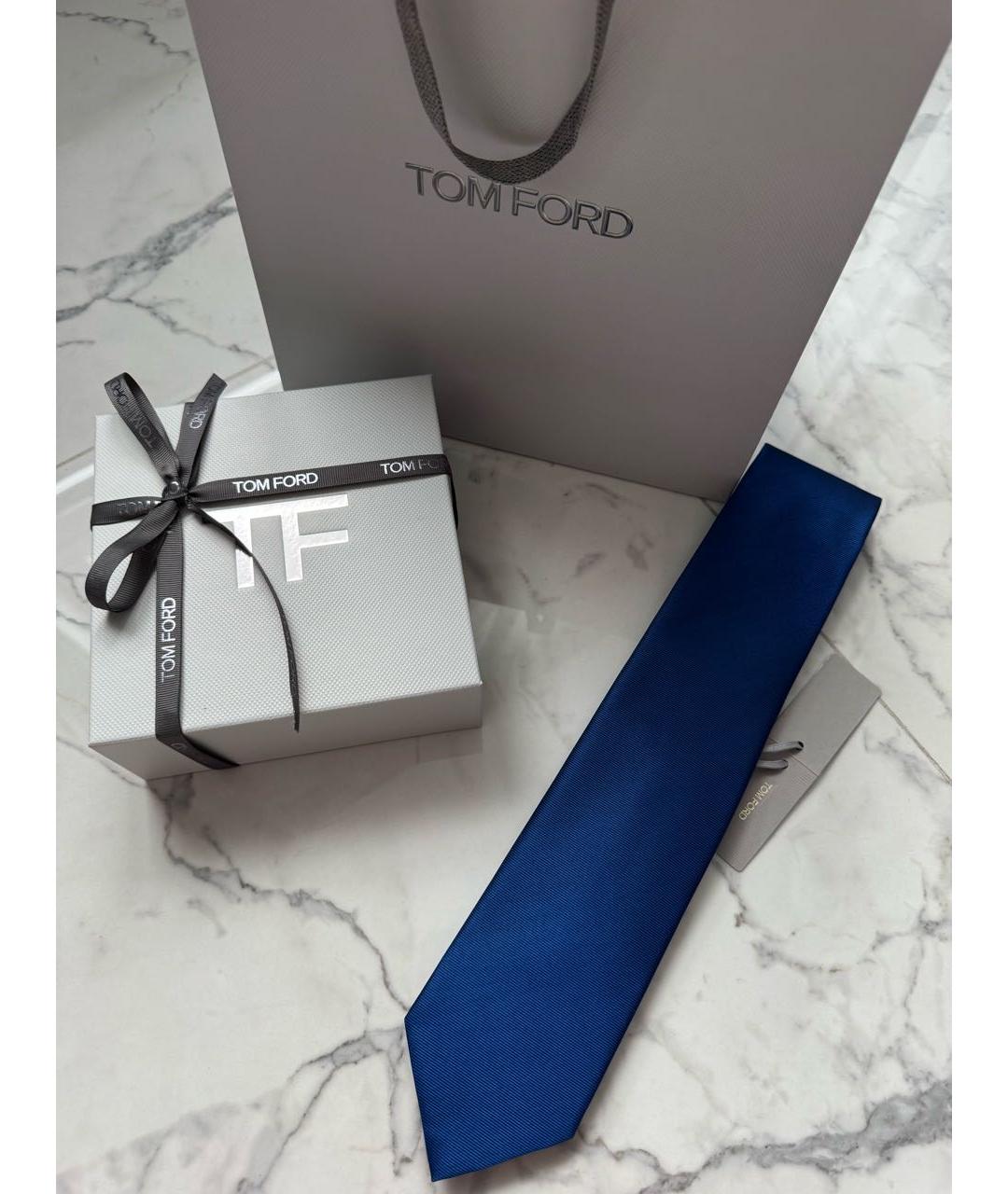 TOM FORD Синий шелковый галстук, фото 2