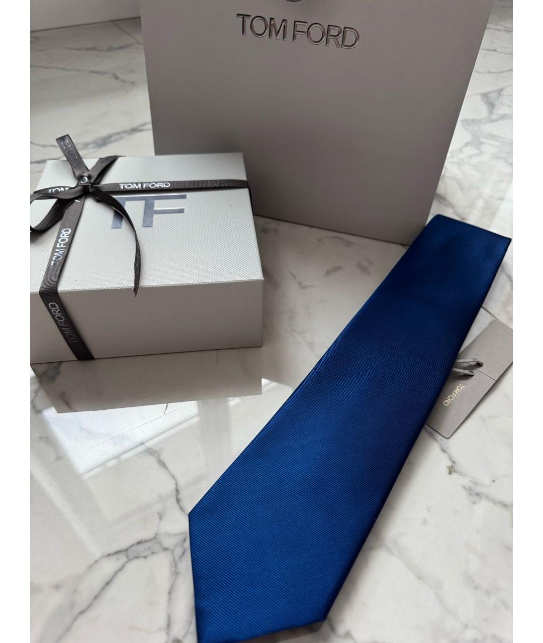 TOM FORD Синий шелковый галстук, фото 5