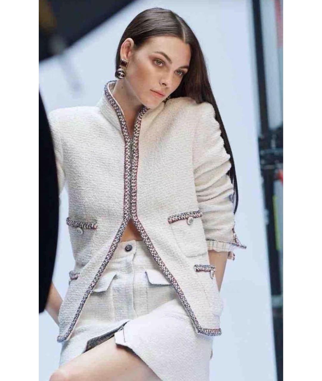 CHANEL Белый твидовый жакет/пиджак, фото 5