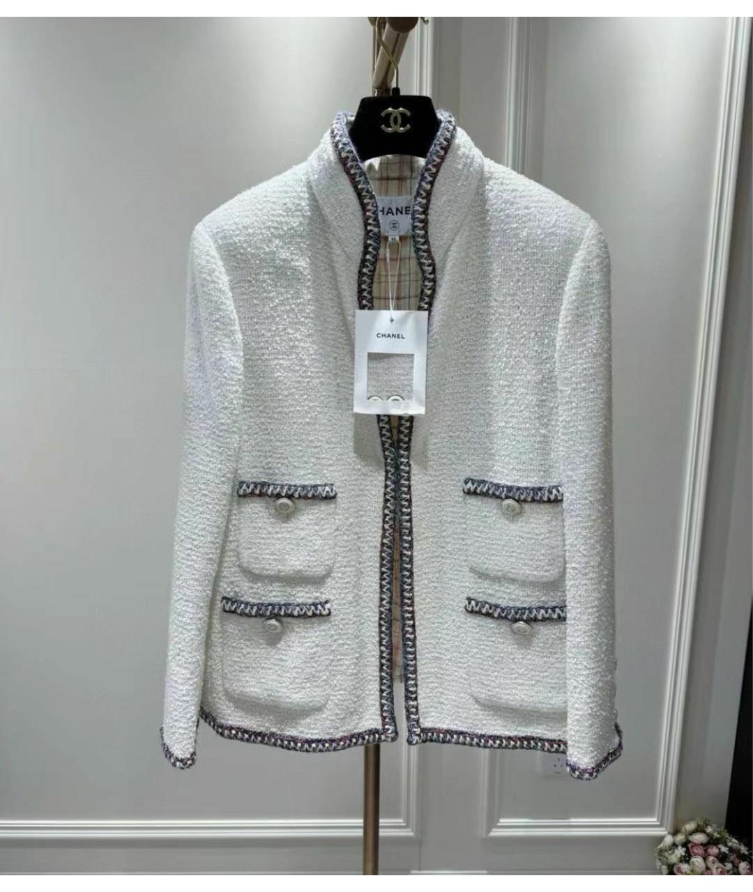 CHANEL Белый твидовый жакет/пиджак, фото 2
