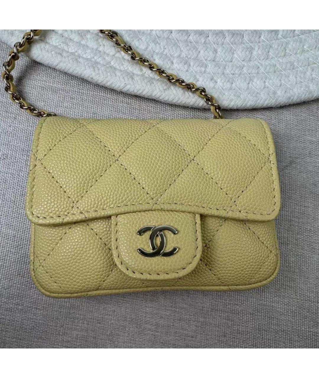 CHANEL Желтая кожаная поясная сумка, фото 6