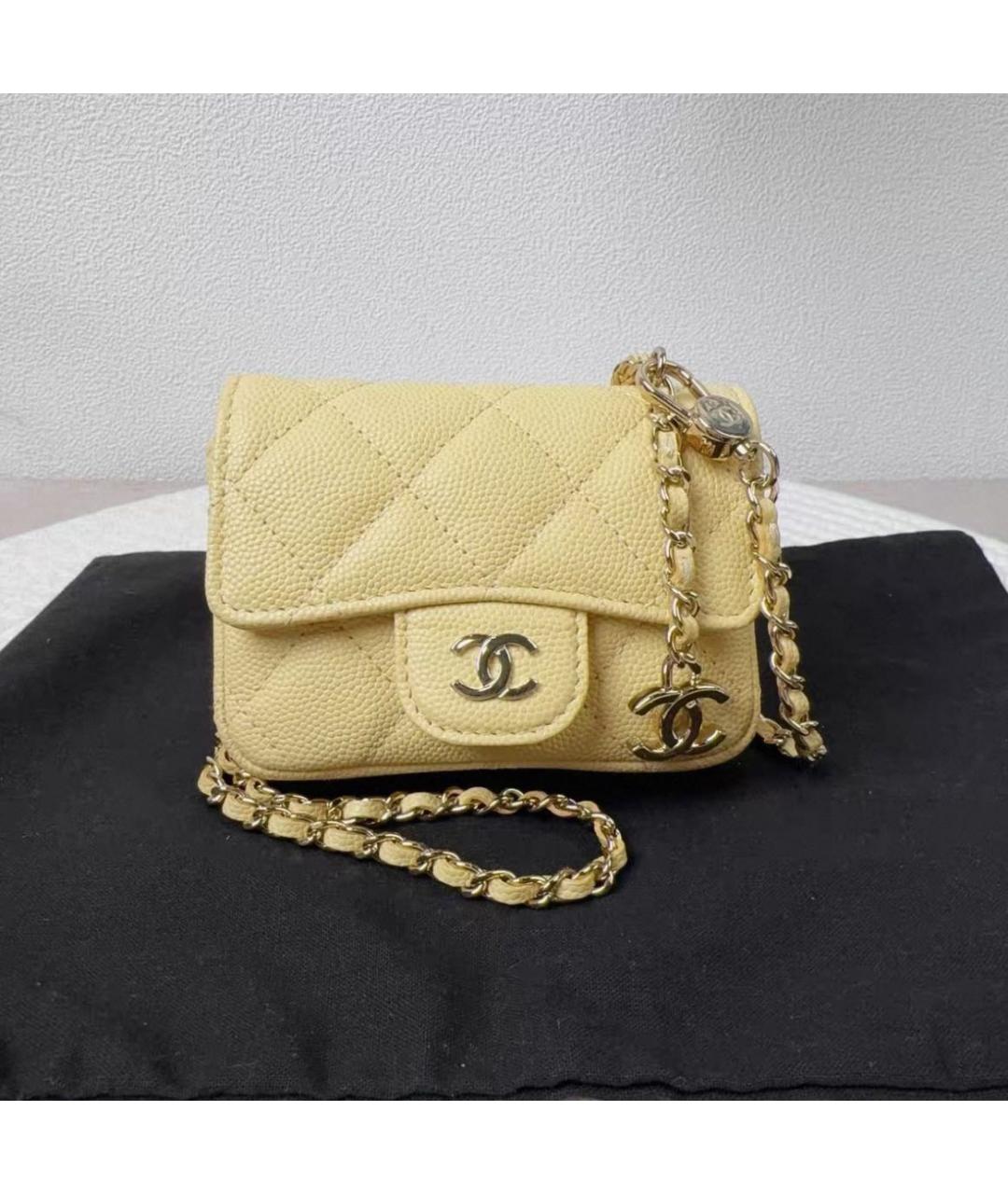 CHANEL Желтая кожаная поясная сумка, фото 2