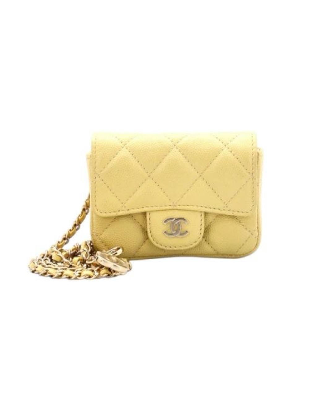 CHANEL Желтая кожаная поясная сумка, фото 9