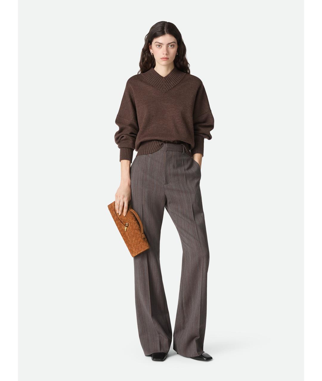 BOTTEGA VENETA Коричневая замшевая сумка тоут, фото 2