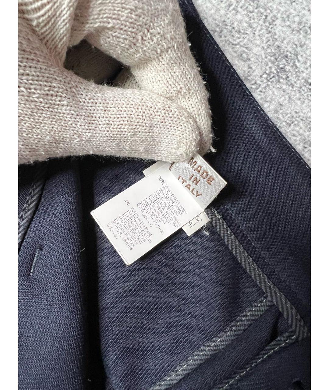 BRUNELLO CUCINELLI Темно-синие шерстяные брюки узкие, фото 6