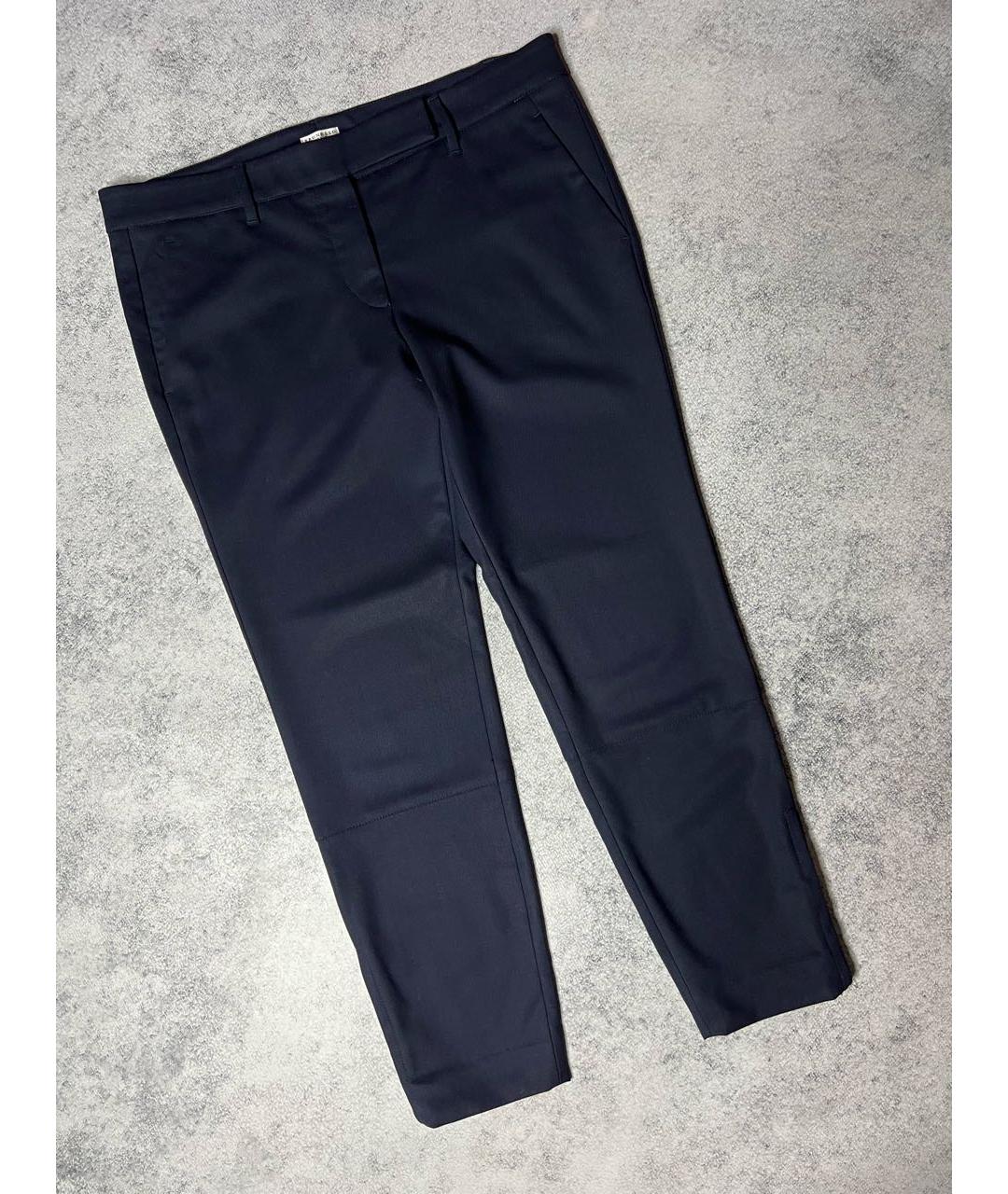 BRUNELLO CUCINELLI Темно-синие шерстяные брюки узкие, фото 7