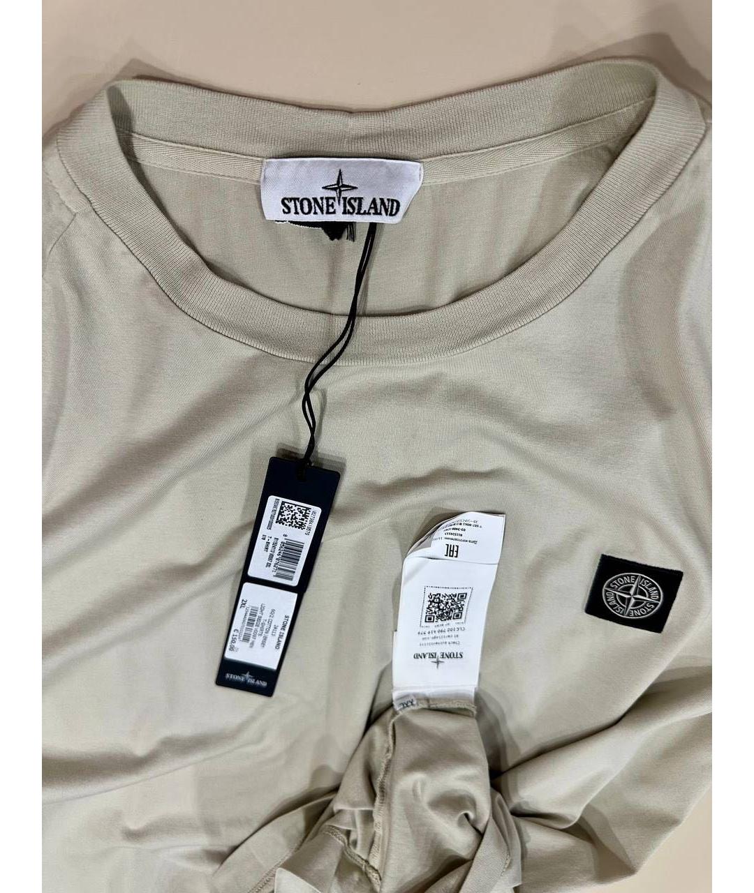 STONE ISLAND Бежевая хлопковая футболка, фото 6