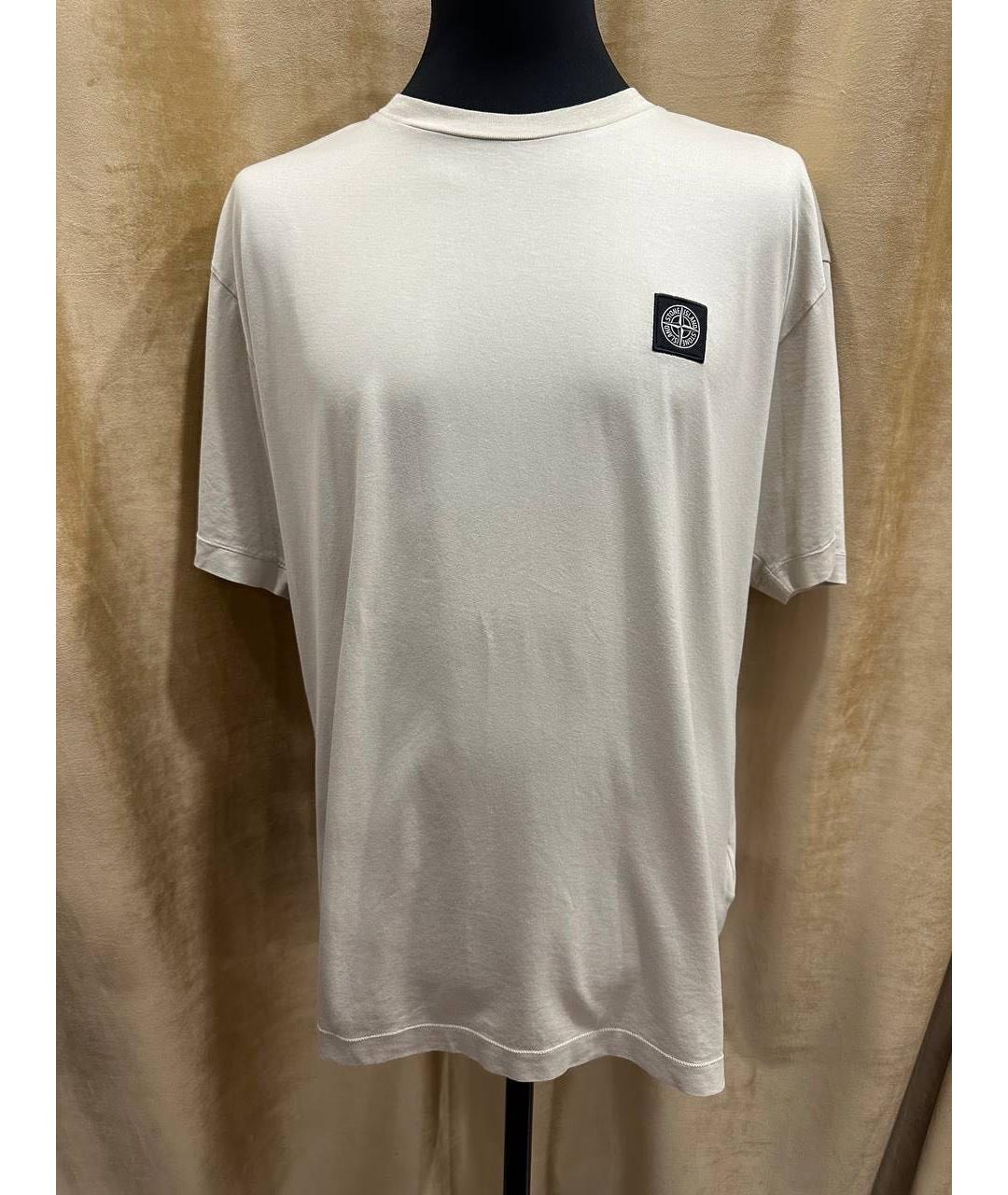 STONE ISLAND Бежевая хлопковая футболка, фото 7
