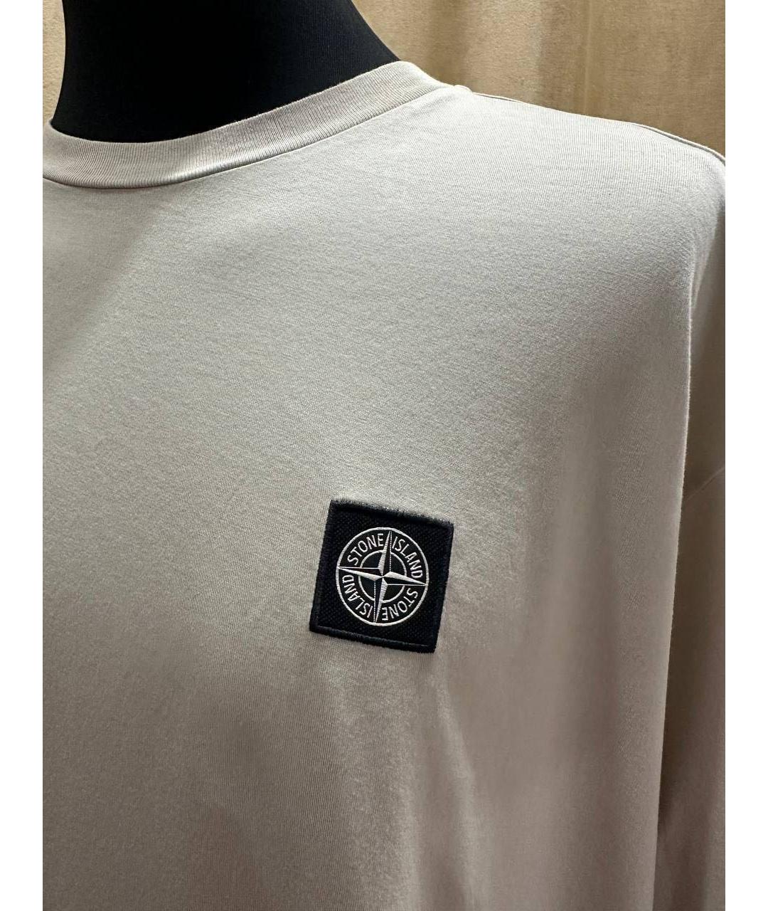 STONE ISLAND Бежевая хлопковая футболка, фото 4