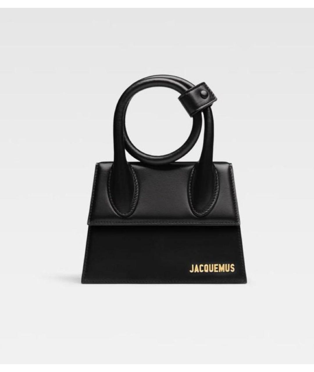 JACQUEMUS Черная кожаная сумка с короткими ручками, фото 7