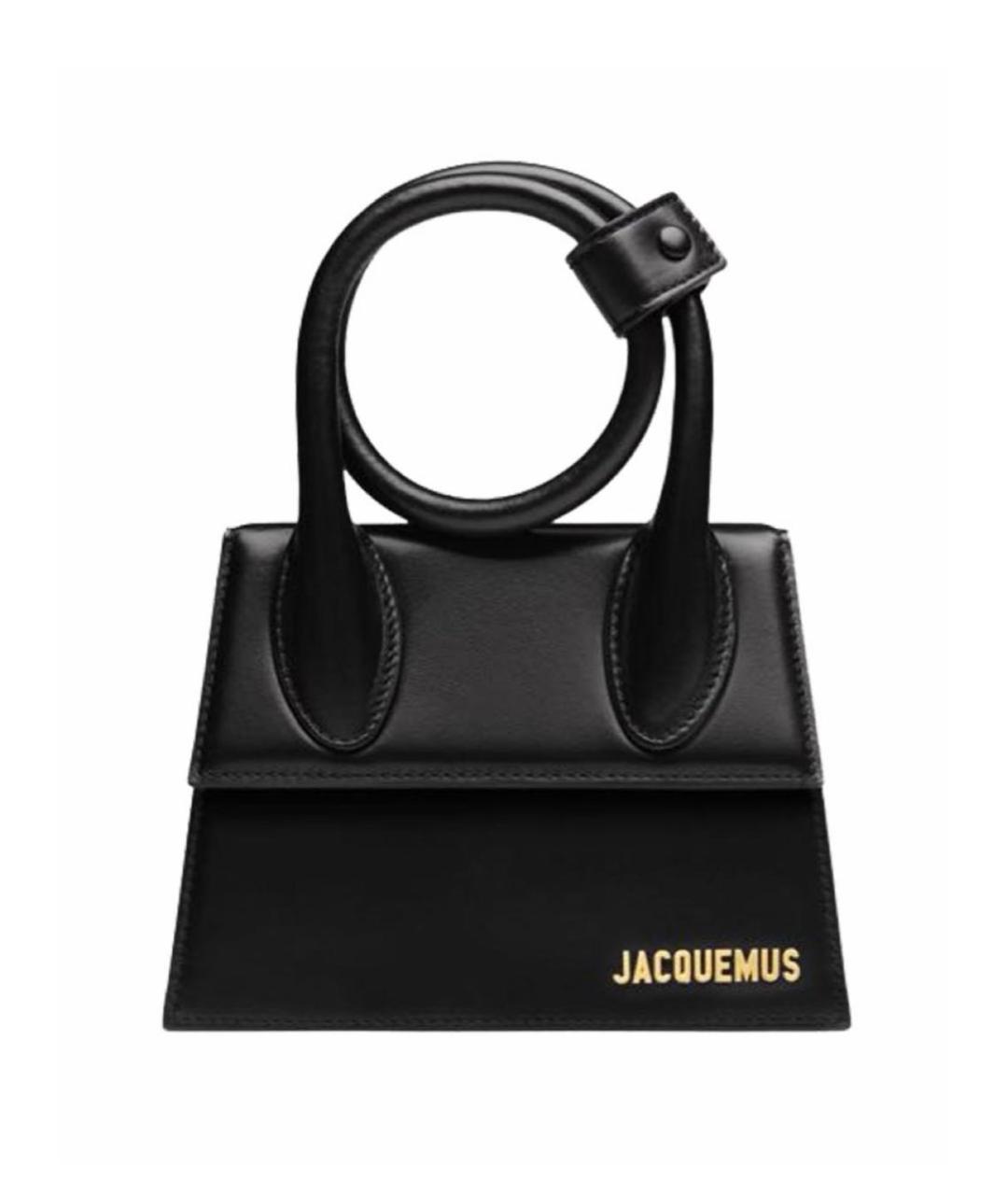 JACQUEMUS Черная кожаная сумка с короткими ручками, фото 1
