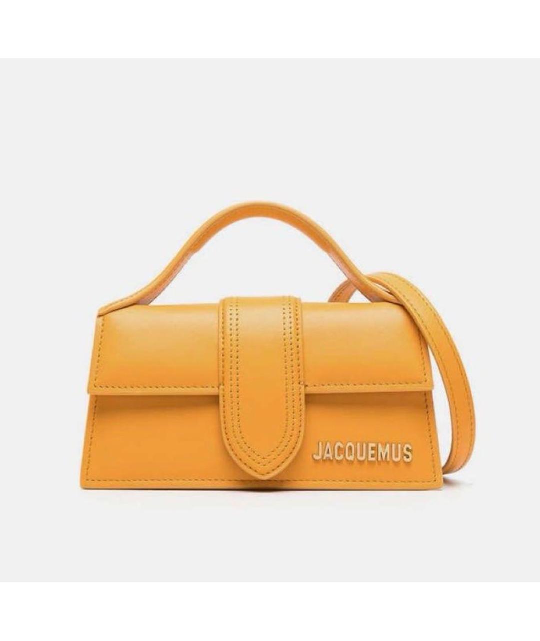 JACQUEMUS Оранжевая кожаная сумка через плечо, фото 4