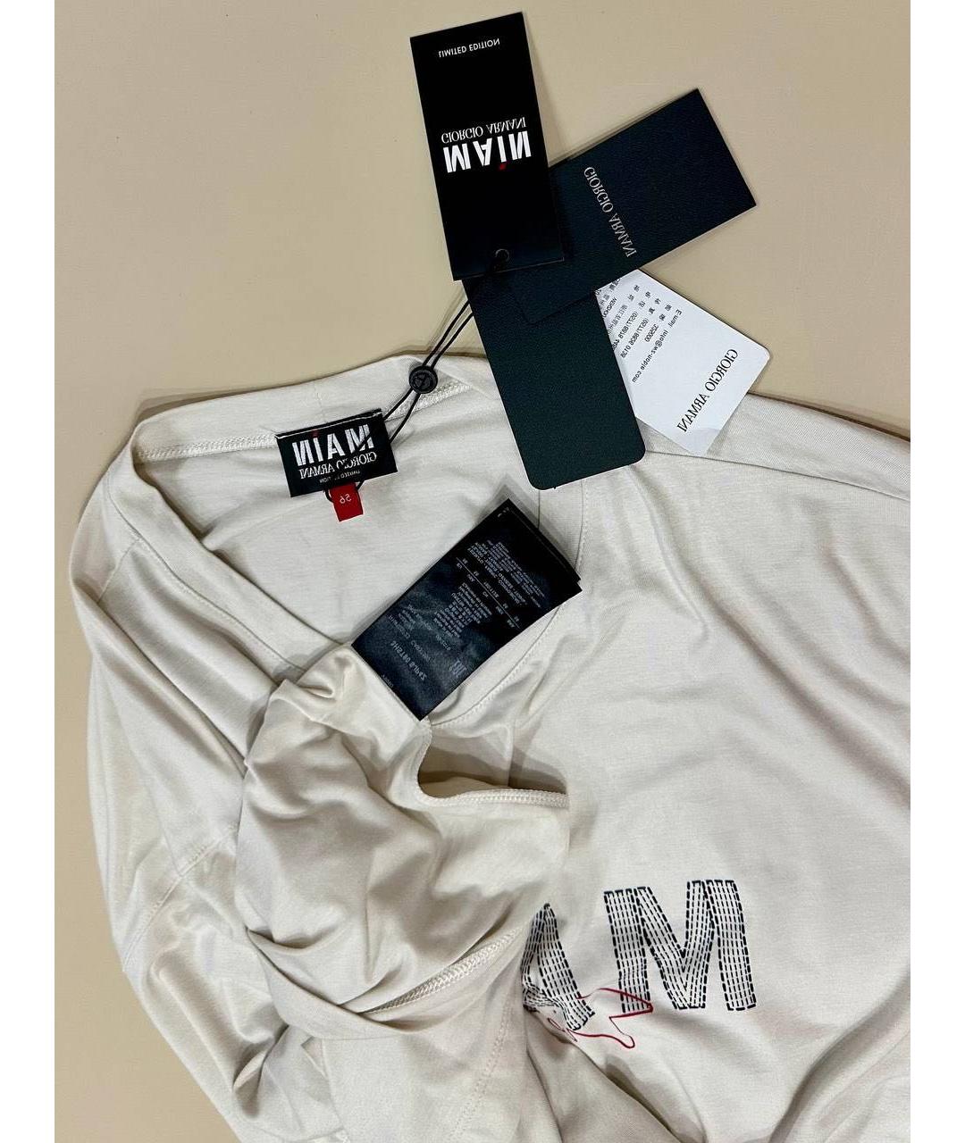 GIORGIO ARMANI Бежевая вискозная футболка, фото 6